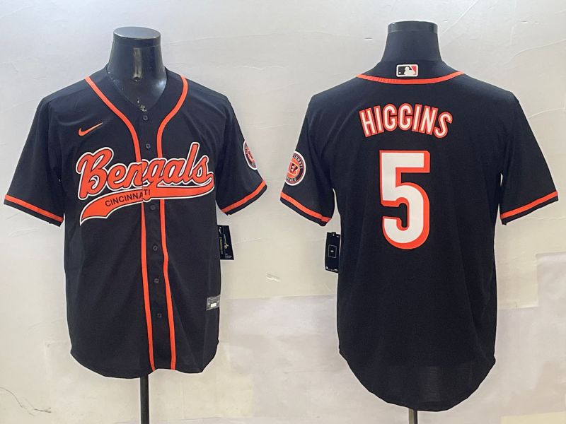 Men Cincinnati Bengals #5 Hiccins Black Joint Name 2025 Nike Limited NFL Jersey style 1